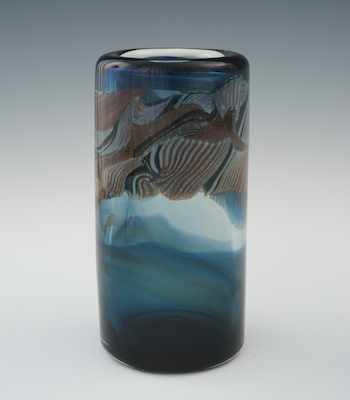 Appraisal: Brent Kee Young American b The cylindrical blown glass vase