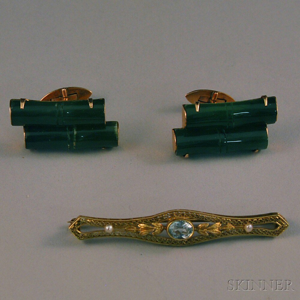 Appraisal: Two Pieces of Gold Jewelry a pair of kt gold