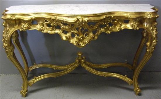 Appraisal: Pair of Italian Rococo style gilt marble topped side tables