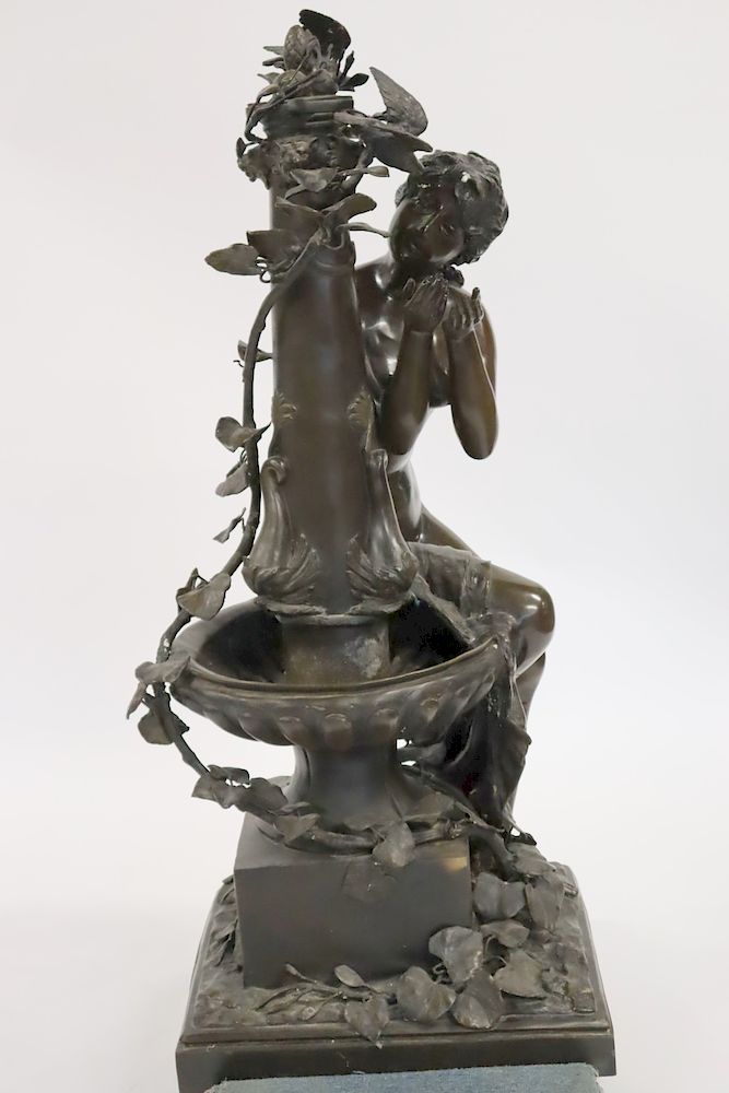 Appraisal: After Mathurin Moreau Bronze Figural Fountain Nice large size patina