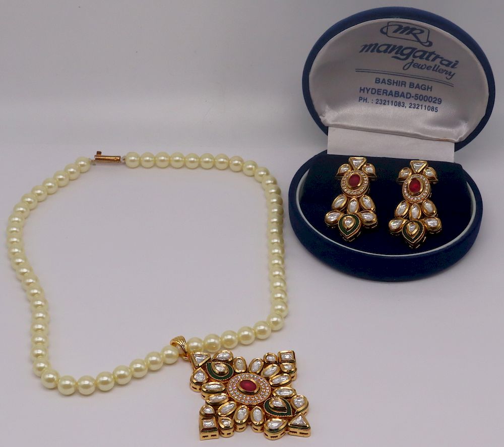 Appraisal: JEWELRY Pcs of Indian Kundan Style Jewelry Includes an Indian