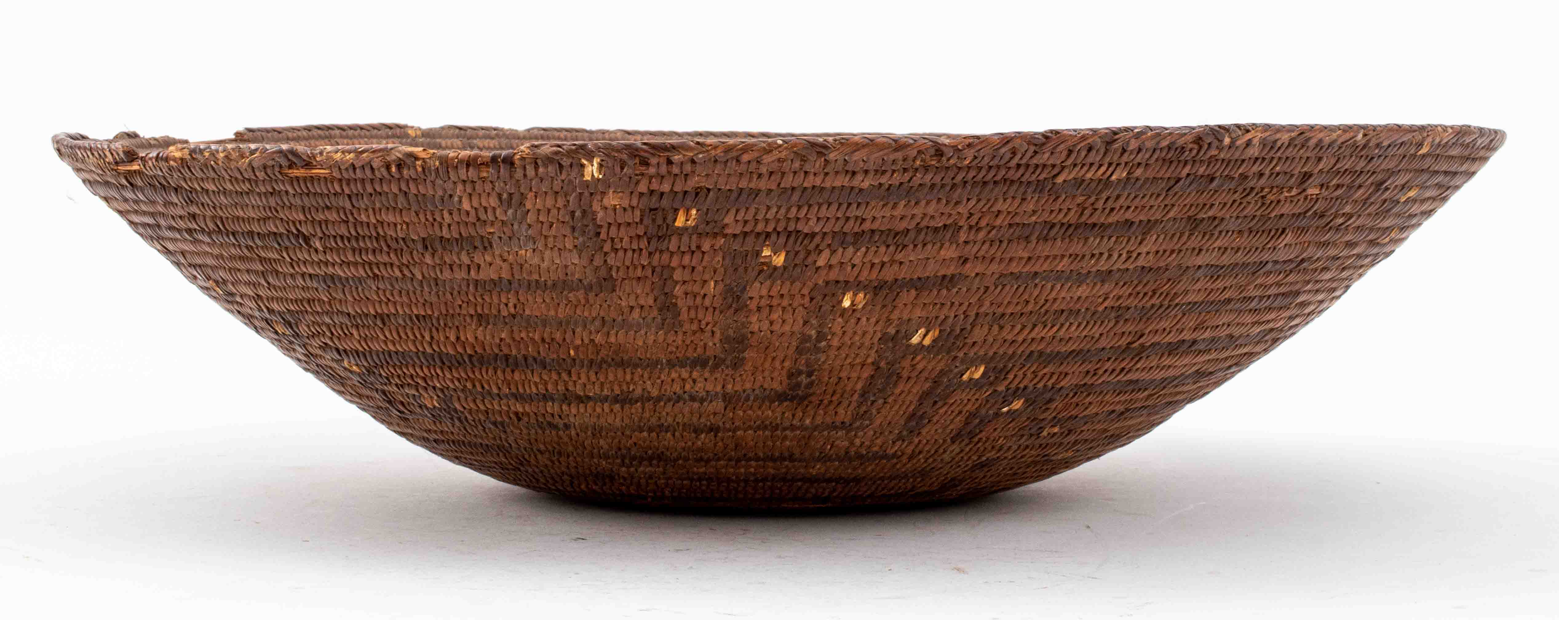 Appraisal: NATIVE AMERICAN BASKET BOWL WITH GEOMETRIC MOTIF Antique Native American