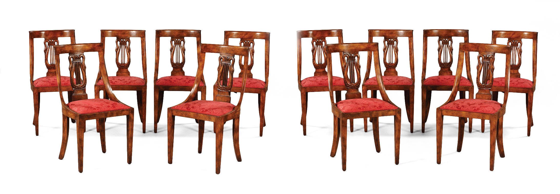 Appraisal: FINE SET OF TWELVE BIEDERMEIER CARVED BIRCH AND FIGURED BIRCH