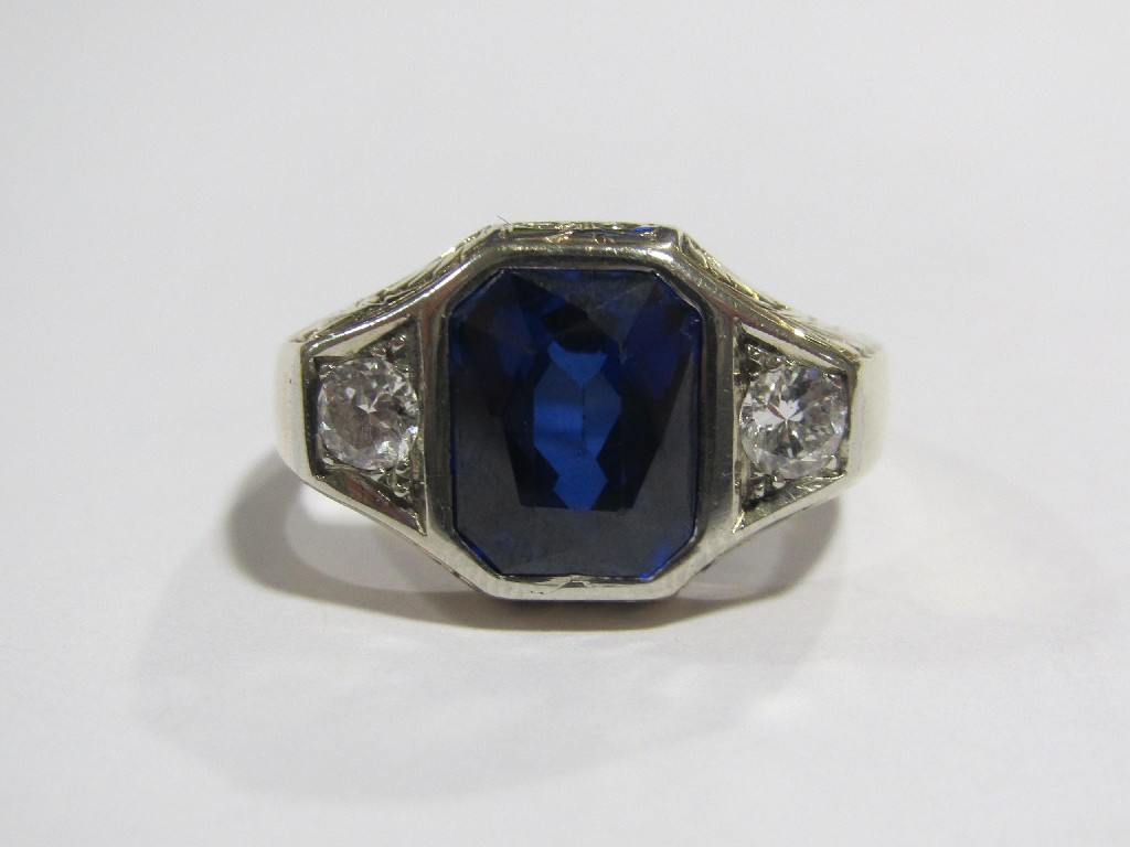 Appraisal: Early th Century bi colour gold synthetic sapphire and diamond