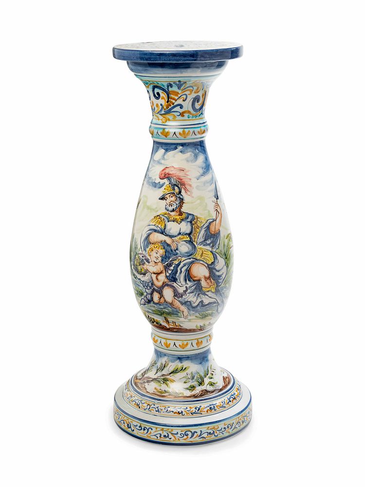 Appraisal: An Italian Faience Candle Stand An Italian Faience Candle Stand