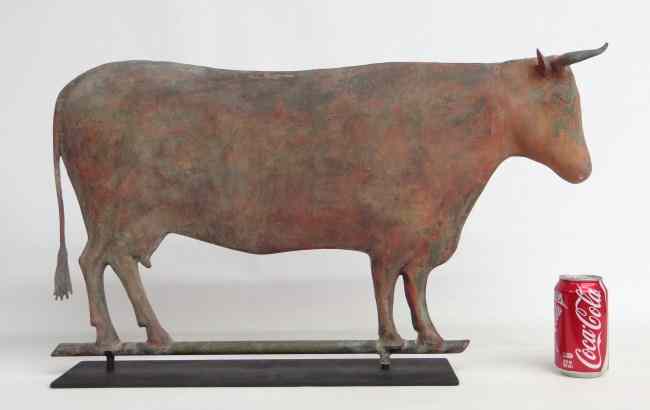 Appraisal: Cow weathervane with zinc horns in worn red paint ''