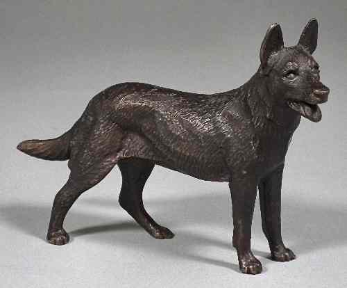 Appraisal: A brown patinated bronze figure - German Shepherd Dog ins