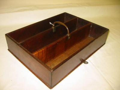 Appraisal: A VICTORIAN MAHOGANY CUTLERY TRAY of oblong form with three