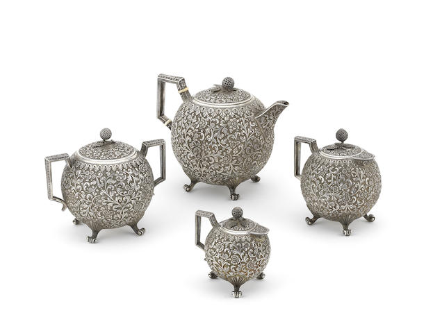 Appraisal: A late th century early th century Indian silver four-piece