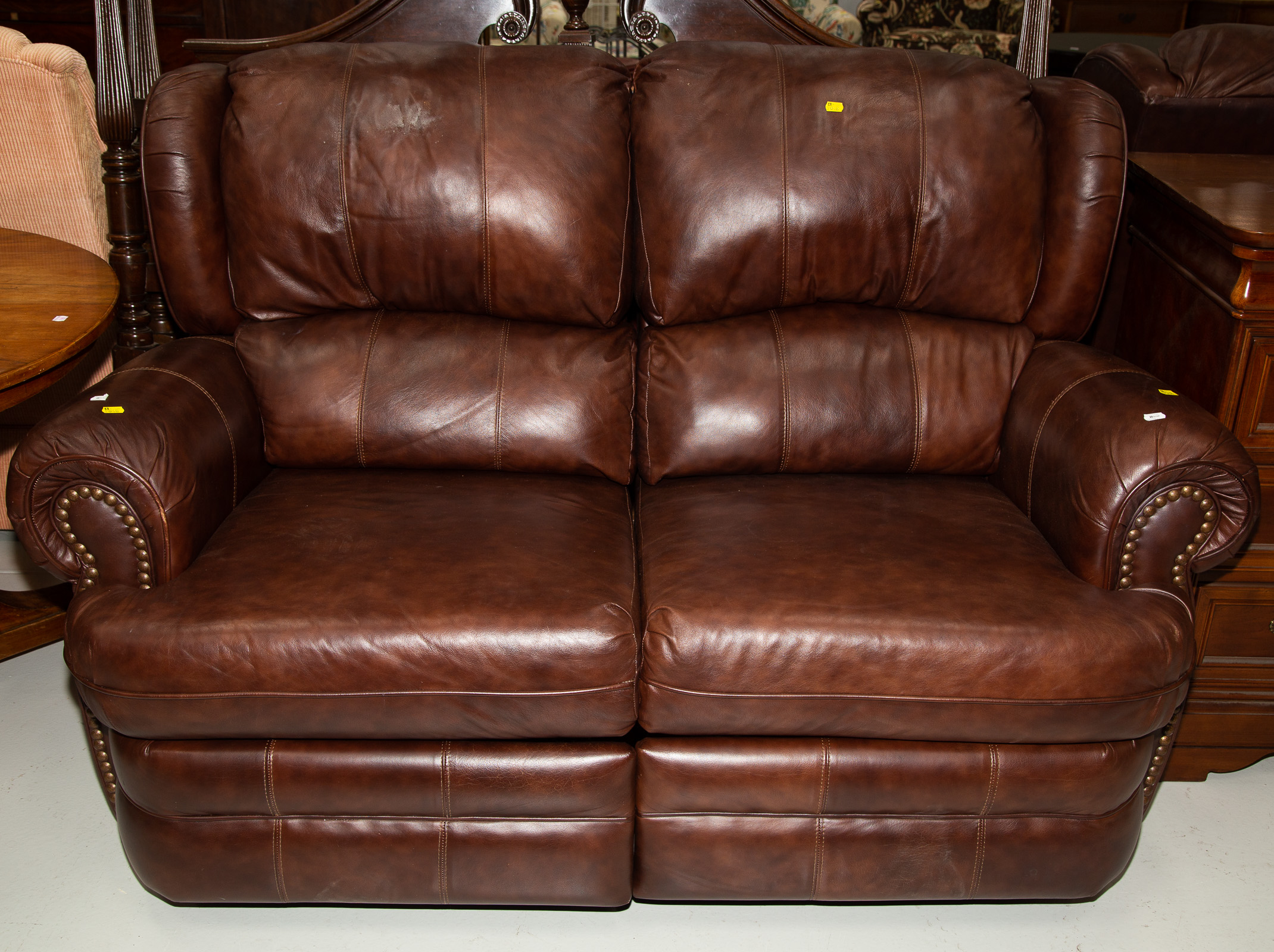 Appraisal: MODERN LEATHER TWO-SEAT RECLINER SOFA