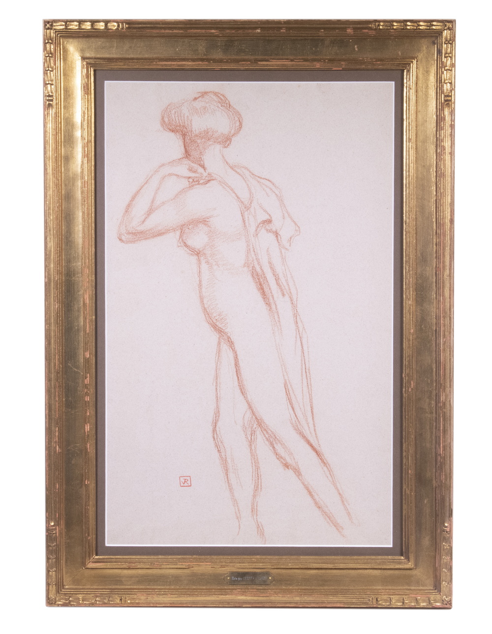 Appraisal: THEODORE VAN RYSSELBERGHE BELGIUM - Draped Nude sanguine on paper