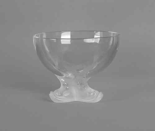 Appraisal: Lalique clear and frosted glass bowl with fish form base