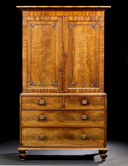 Appraisal: William IV Mahogany Linen Press mid- th century the molded