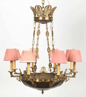 Appraisal: A French Empire Style Chandelier Eight candle socket arms attached