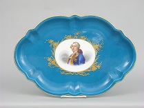 Appraisal: Hand-painted Sevres Style King Louis XVI Cabinet Platter French ca