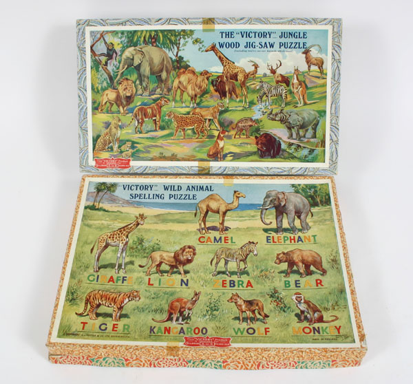 Appraisal: Victory puzzles in original boxes The Victory Jungle wood jig-saw