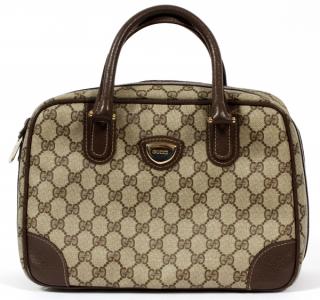 Appraisal: GUCCI MONOGRAM CANVAS BAG GUCCI MONOGRAM CANVAS BAG W Beige