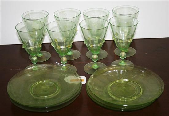 Appraisal: Murano glass stems and plates th th century green and