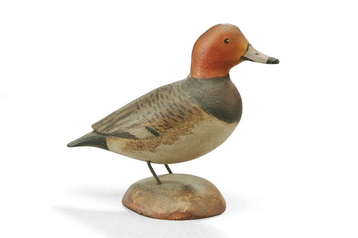 Appraisal: A ELMER CROWELL - CARVED AND PAINTED REDHEAD DRAKE CIRCA