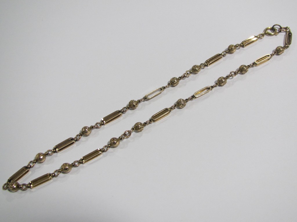 Appraisal: Fourteen carat gold necklace with elongated links and ball spacers