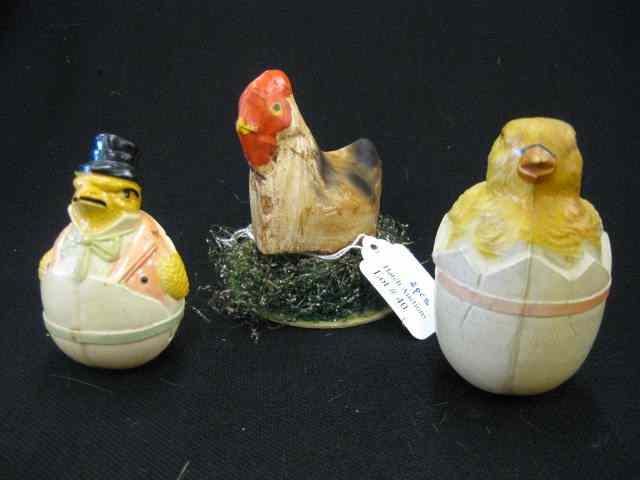 Appraisal: Antique Celluloid Toys hen ''squeeker'' and two chicks emerging from