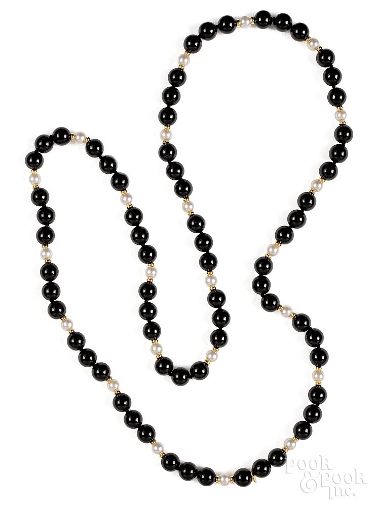 Appraisal: Tiffany Co onyx and pearl beaded necklace Exclusive on Bidsquare