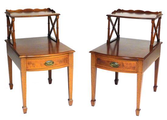 Appraisal: Margolis pair of stepdown end tables th C mahogany small