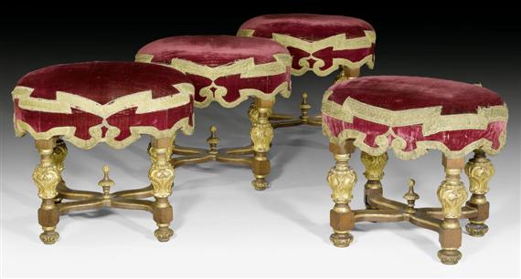 Appraisal: SET OF STOOLS Baroque probably Northern Italy circa Richly carved