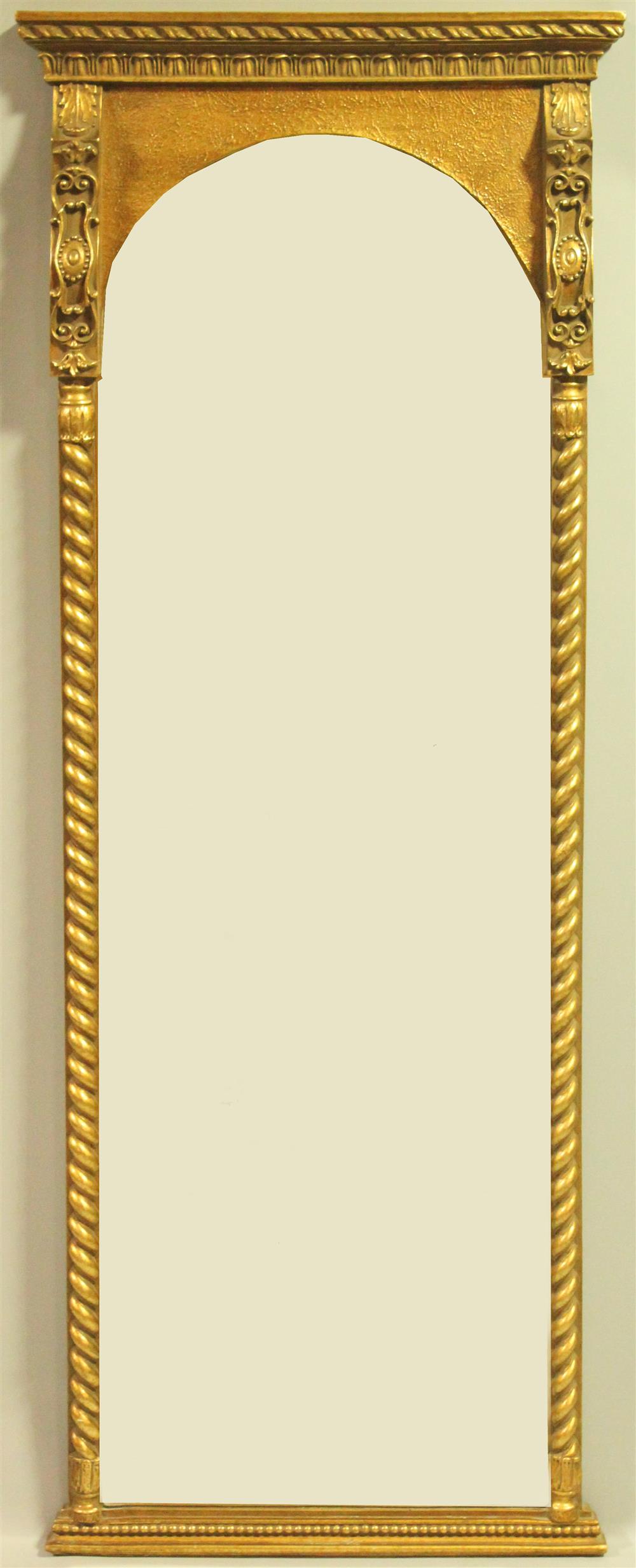 Appraisal: CLASSICAL STYLE GILT PIER MIRROR having an outset molded top