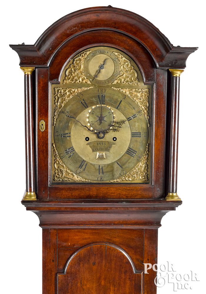 Appraisal: Jonathan Harrington's cherry tall case clock Jonathan Harrington's Lexington Massachusetts