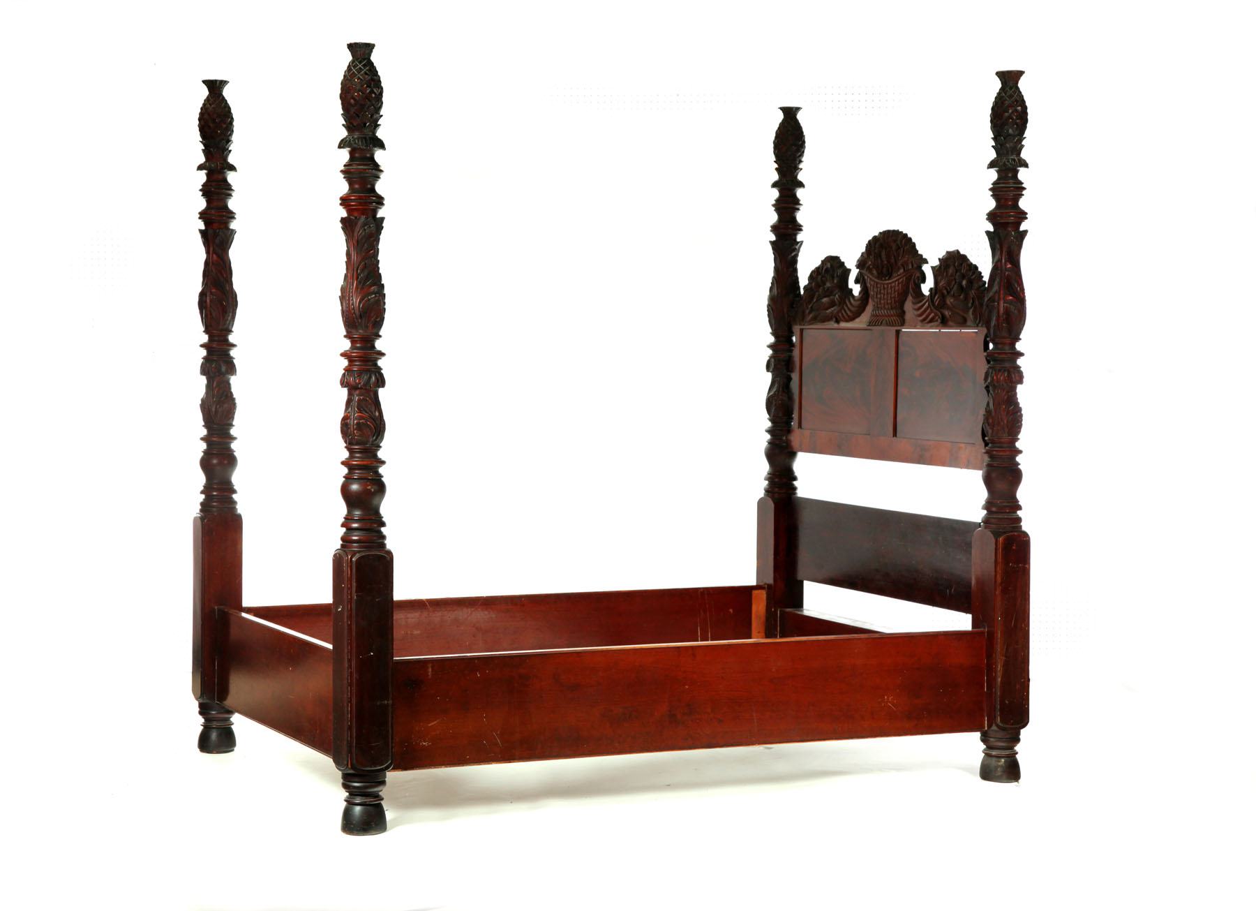 Appraisal: CLASSICAL STYLE BED American early th century mahogany Carved posts