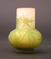 Appraisal: Galle Thistle Vase C After Opaque green and white cameo