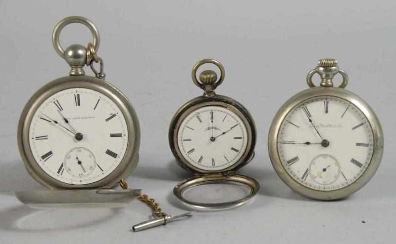 Appraisal: Lot of Pocket Watches Description Elgin Railroad silver key-wind working