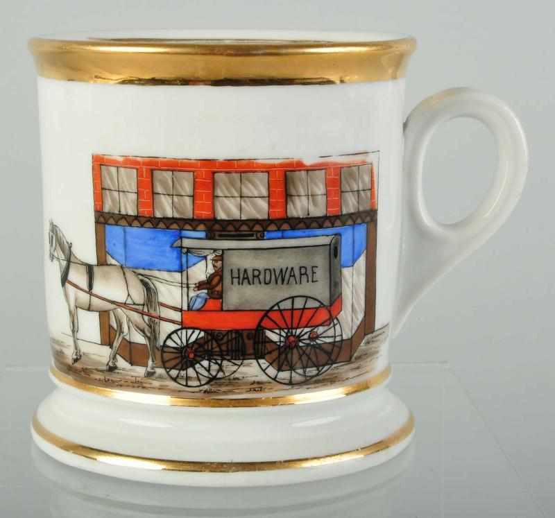 Appraisal: Horse-Drawn Hardware Cart Shaving Mug Description Gilt name has been