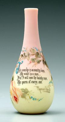 Appraisal: Mt Washington Burmese vase satin finish hand painted flowers and