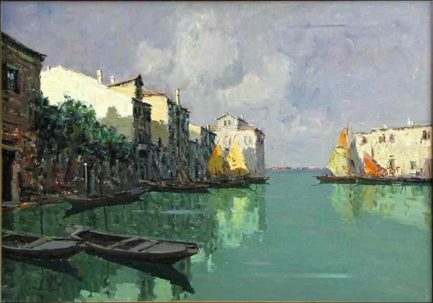 Appraisal: BEPI MARINO ITALIAN TH CENTURY VENITIAN HARBOR SCENE Oil on