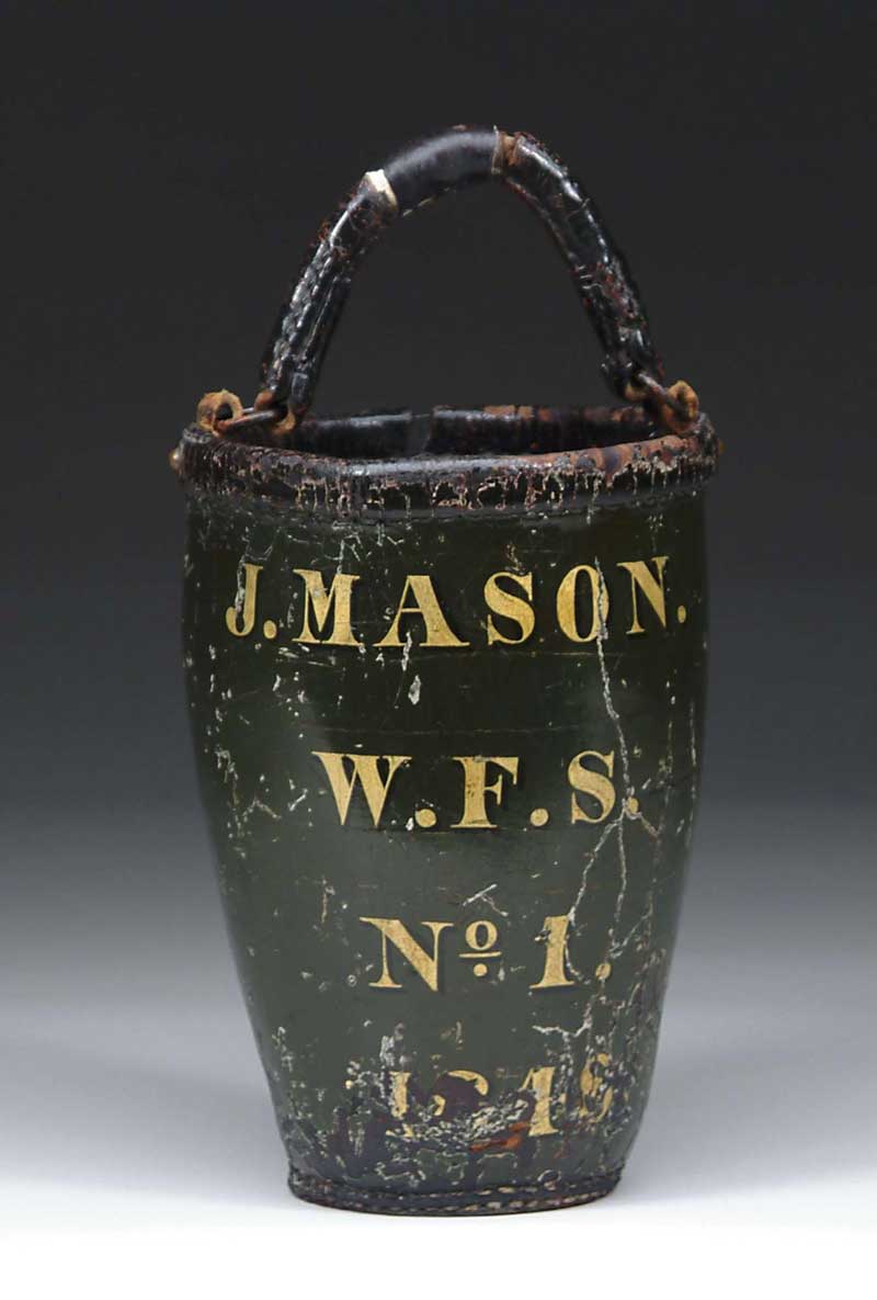 Appraisal: PAINTED LEATHER FIRE BUCKET J MASON W F S Green