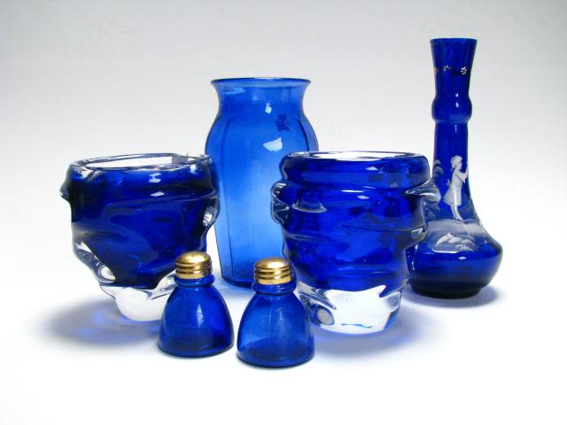 Appraisal: Group of Cobalt Glassware including a pair of salt and