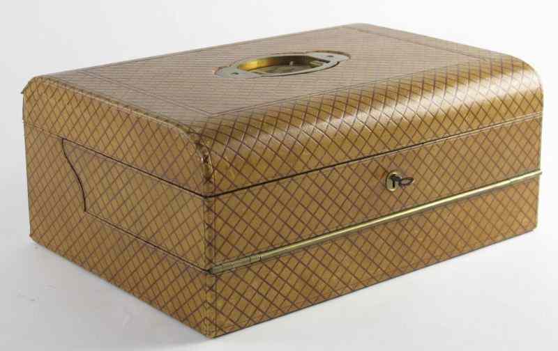 Appraisal: Fine English Leather Traveling Casediamond pattern leather box with bras