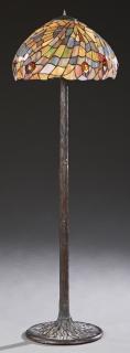 Appraisal: Tiffany Style Patinated Bronze Floor Lamp th c Tiffany Style