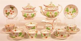 Appraisal: Queens Rose and Strawberry Pc Tea Service Staffordshire China Queens