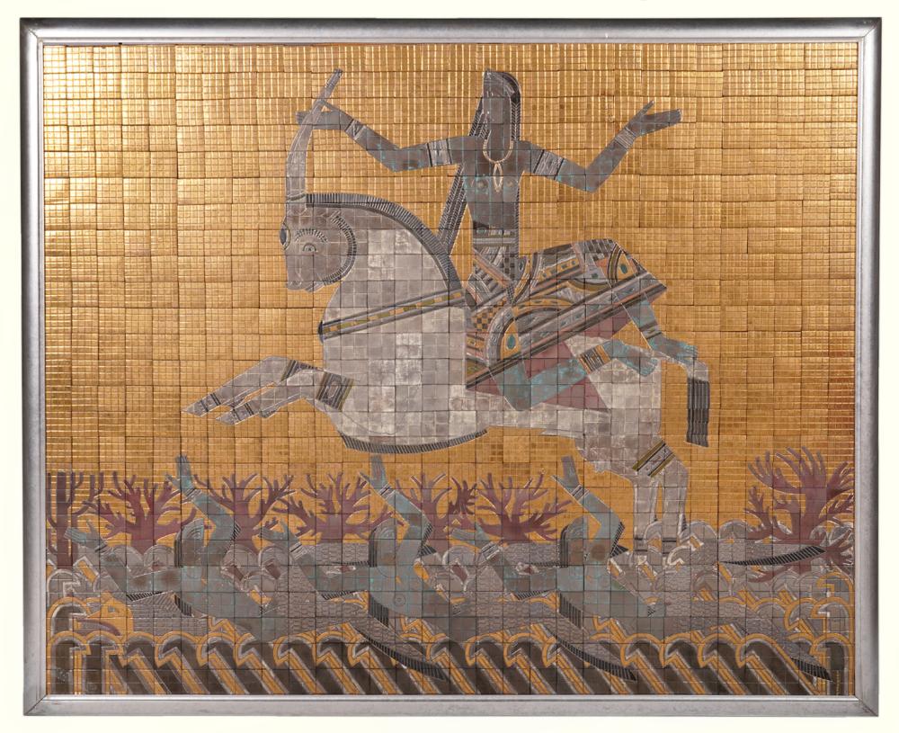 Appraisal: VALENTIN SHABAEFF EGYPTIAN MOTIF MOSAICValentin-Firsov Shabaeff Russia - Colorful framed