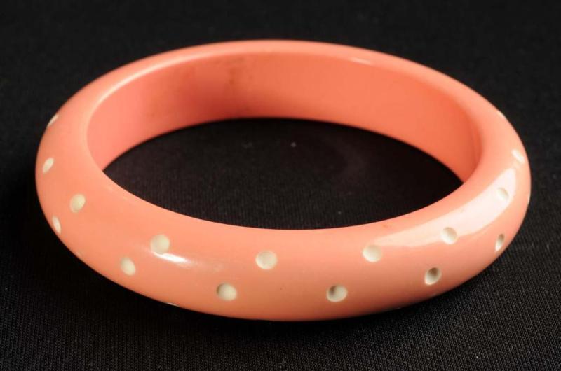 Appraisal: Bakelite Pink White Polka-Dot Bracelet Condition Excellent Size - Dia