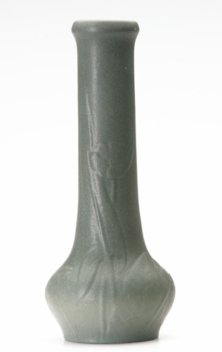 Appraisal: VALENTIEN Bottle-shaped bud vase embossed with poppies under a speckled