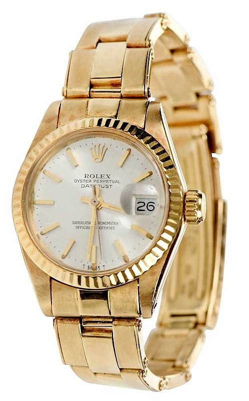 Appraisal: Rolex kt Watch mm case silver-tone dial gold-tone hour marks