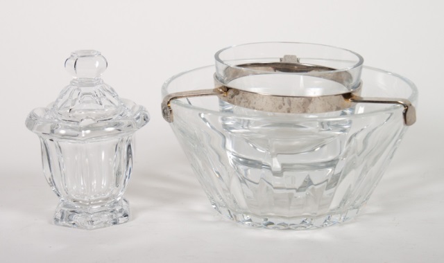 Appraisal: Baccarat crystal caviar dish and condiment pot three-part caviar dish