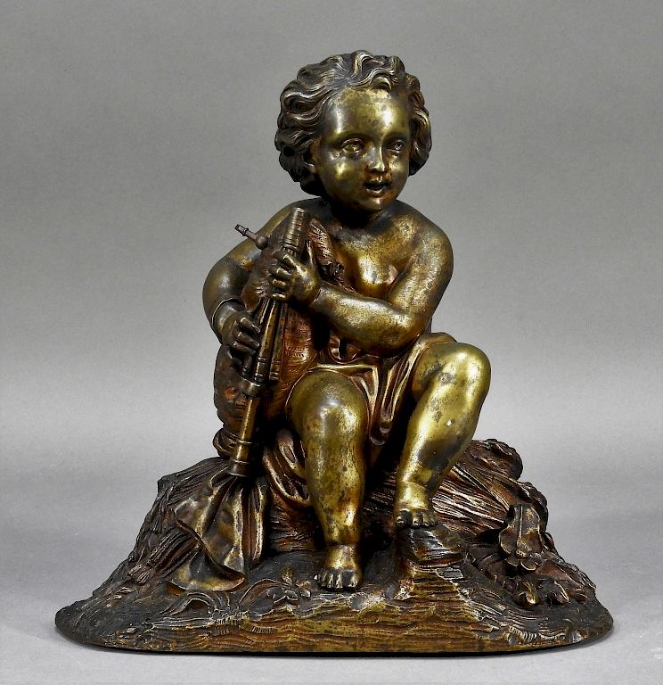 Appraisal: C French Ormolu Bronze Model of a Musical Putti France