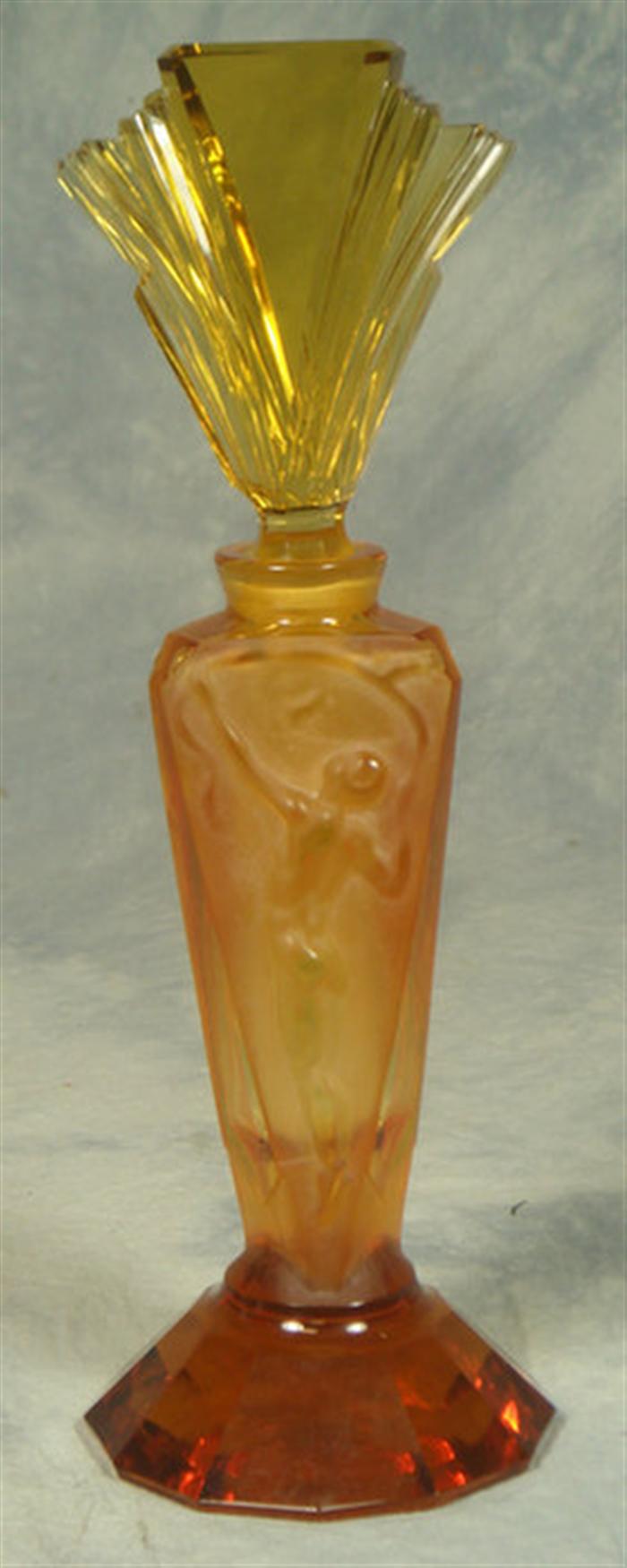 Appraisal: Amber crystal scent bottle with nude decoration h Estimate -