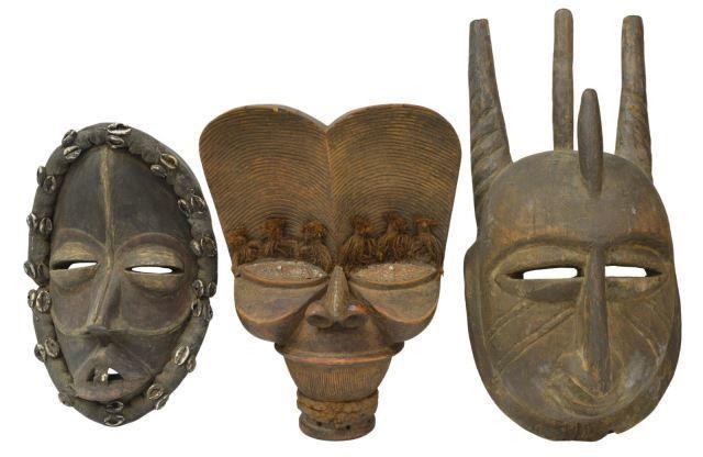 Appraisal: lot of African figural carvings including Dan mask Liberia having