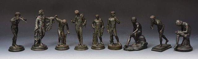 Appraisal: A COLLECTION OF NINE GRAND TOUR BRONZE AND METAL CLASSICAL